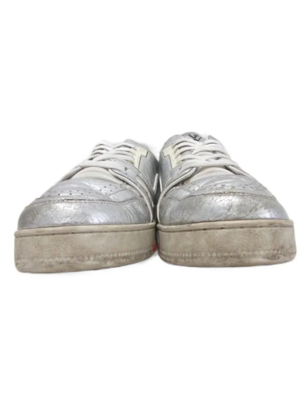 Louis Vuitton LV Trainer Line LV Logo Sneakers Low Cut Shoes Leather Metallic 8